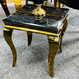 Louis Black/Gold Marble Lamp End Table