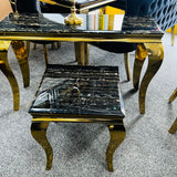 Louis Black/Gold Marble Lamp End Table