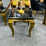 Louis Black/Gold Marble Lamp End Table