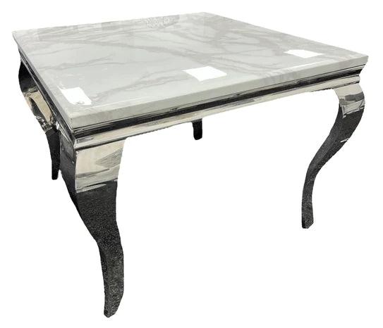 Louis 100CM Square Marble & Chrome Dining Table - 3 Colours-Esme Furnishings