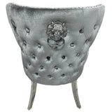 Valentino Shimmer Velvet Fabric Button Back Lion Knocker Quilted Dining Chair In 3 Colours