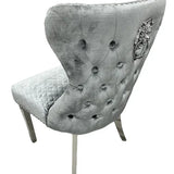 Valentino Shimmer Velvet Fabric Button Back Lion Knocker Quilted Dining Chair In 3 Colours