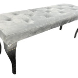 Louis Marble & Chrome Dining Table With Grey Quilted Lion Knocker Velvet Chairs & Bench