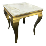 Louis 100CM Square Marble & Gold Dining Table - 4 Colours