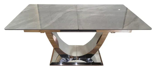 Arial 1.6-2.0m Extending Grey Ceramic Marble Dining Table - Belmont Interiors