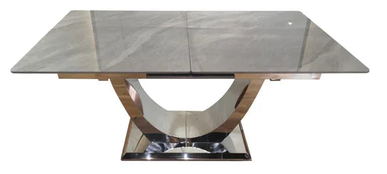 Arial 1.2-1.5m Extending Grey Ceramic Marble Dining Table - Belmont Interiors