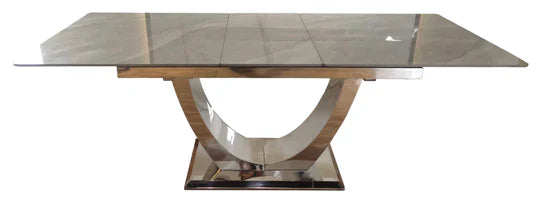 Arial 1.2-1.5m Extending Grey Ceramic Marble Dining Table - Belmont Interiors