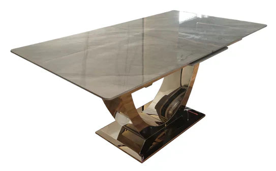 Arial 1.2-1.5m Extending Grey Ceramic Marble Dining Table - Belmont Interiors