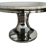 London 130cm Marble & Chrome Round Dining Table - 4 Colours-Esme Furnishings