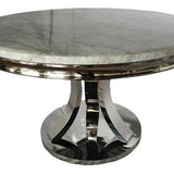 London 130cm Marble & Chrome Round Dining Table - 4 Colours-Esme Furnishings