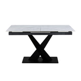 Toronto 140-180cm Grey Matt Ceramic Marble Extending Dining Table With Velvet Dining Chairs