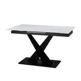 Toronto 140-180cm White Ceramic Marble Extending Dining Table With Velvet Dining Chairs