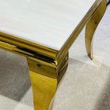 Louis Gold & Cream Marble Dining Table In 5 Sizes