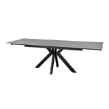 Moda 160-240cm Grey Matt Ceramic Marble Side Extending Dining Table With Velvet Dining Chairs