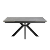 Moda 160-240cm Grey Matt Ceramic Marble Side Extending Dining Table With Velvet Dining Chairs