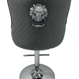 Roma Lion Knocker Quilted Tufted Shimmer Velvet BAR STOOLS - 3 Colours