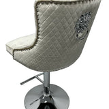 Roma Lion Knocker Quilted Tufted Shimmer Velvet BAR STOOLS - 3 Colours