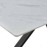 Phoenix 160cm White Ceramic Sintered Marble Dining Table