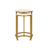 Hampton Nest Table | Ivory Shagreen | 2 piece By D.I. Designs