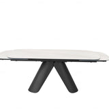 Onyx 180-280cm Italian White Ceramic Marble Side Extending Dining Table