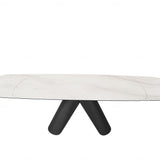 Onyx 180-280cm Italian White Ceramic Marble Side Extending Dining Table