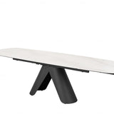 Onyx 180-280cm Italian White Ceramic Marble Side Extending Dining Table