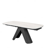 Onyx 180-280cm Italian White Ceramic Marble Side Extending Dining Table