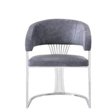 Porado Grey / Chrome Leathaire Fabric Dining Chair