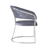 Porado Grey / Chrome Leathaire Fabric Dining Chair