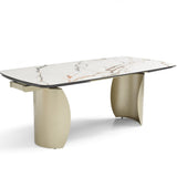 Palazzo 200-300cm Italian White/Gold Ceramic Marble Side Extending Dining Table