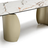 Palazzo 200-300cm Italian White/Gold Ceramic Marble Side Extending Dining Table