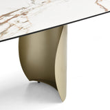 Palazzo 200-300cm Italian White/Gold Ceramic Marble Side Extending Dining Table