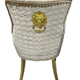 Majestic Gold Lion Knocker Quilted Tufted Shimmer Velvet Dining Chair Gold Legs - 2 Colours-Esme Furnishings