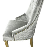 Gold Lion Knocker Quilted Tufted Plush Shiny Velvet Dining Chair Gold Legs - 2 Colours-Esme Furnishings