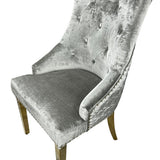 Majestic Gold Lion Knocker Quilted Tufted Shimmer Velvet Dining Chair Gold Legs - 2 Colours-Esme Furnishings