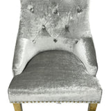 Majestic Gold Lion Knocker Quilted Tufted Shimmer Velvet Dining Chair Gold Legs - 2 Colours-Esme Furnishings