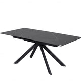 Rossa 180-225cm Black/White Ceramic Marble Extending Dining Table