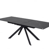 Rossa 180-225cm Black/White Ceramic Marble Extending Dining Table