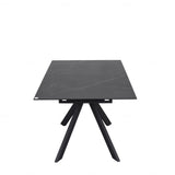 Rossa 180-225cm Black/White Ceramic Marble Extending Dining Table