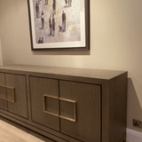 Lucca 6-Drawer Chest of Drawers Grey Coloured Oak Veneer With Gold Handles-Esme Furnishings