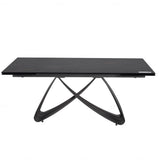 Serenti 180-260cm Italian Black/Gold Ceramic Marble Side Extending Dining Table