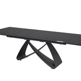 Serenti 180-260cm Italian Black/Gold Ceramic Marble Side Extending Dining Table