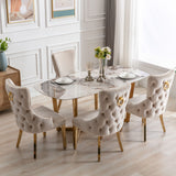 Lucien 180cm Gold Oval Dining Table with Pandora Gold Ceramic Marble Top + Cream/Gold  Ring Knocker Velvet Chairs