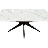 Moda 160-200cm White/Gold Ceramic Marble Extending Dining Table