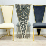 Posidon High Back Black/Gold Plush Velvet Dining Chair