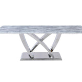 Aria 180cm Grey Marble & Chrome Dining Table