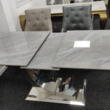 Arial 1.2-1.5m Extending Grey Ceramic Marble Dining Table - Belmont Interiors