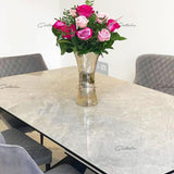 Phoenix 120-180cm Grey Ceramic Marble Extending Table - Belmont Interiors