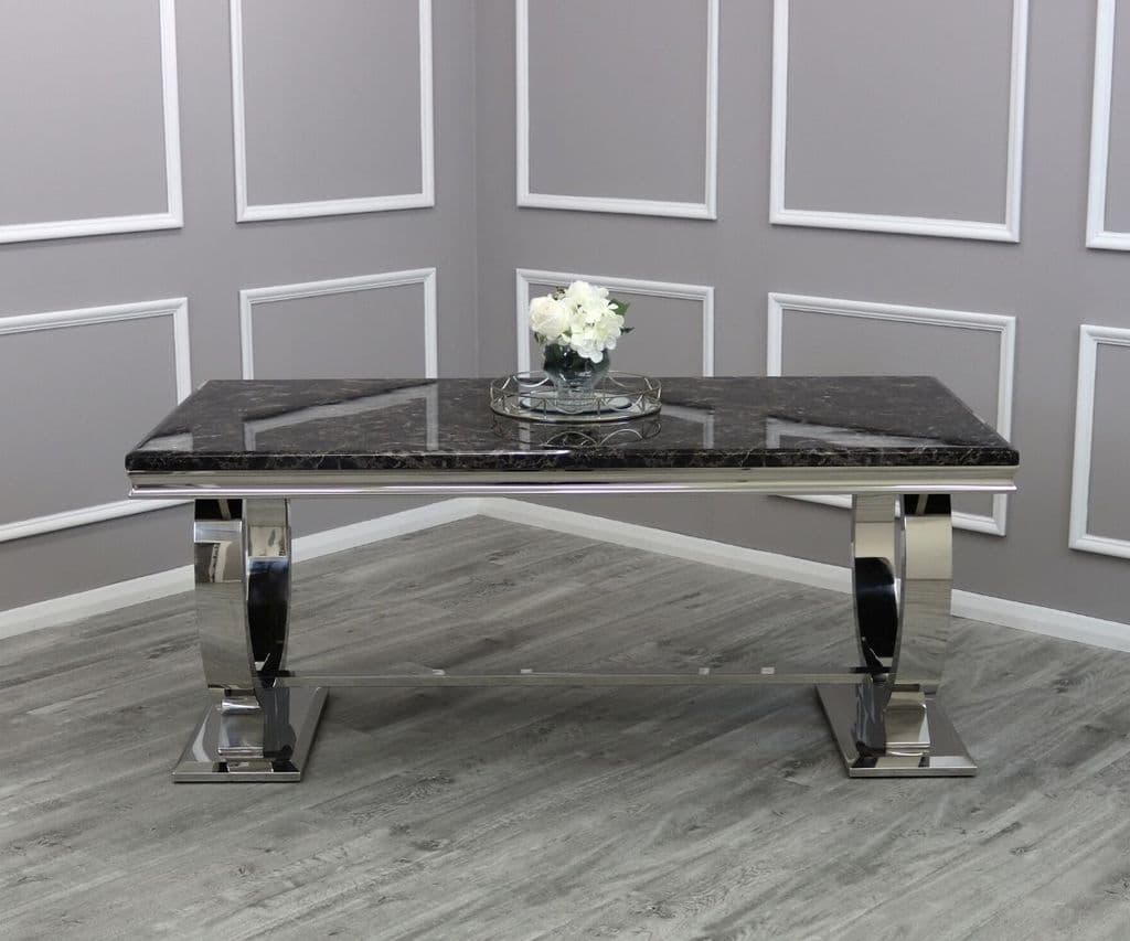 Arianna 200cm Marble & Chrome Dining Table - 4 Colours - Belmont Interiors