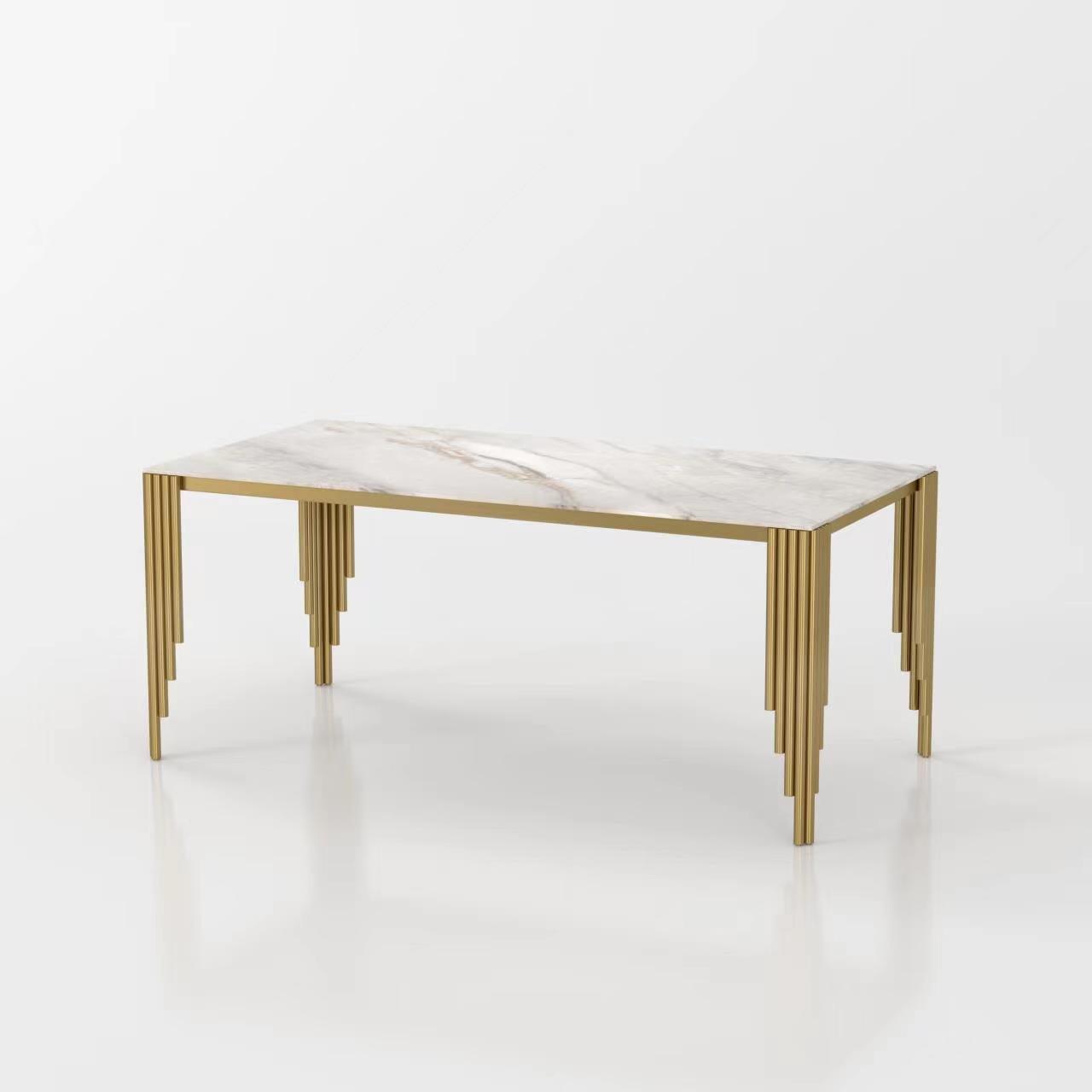 Mayfair 180cm Ceramic Marble & Gold Dining Table-Kitchen & Dining Room Tables-ASR-Belmont Interiors